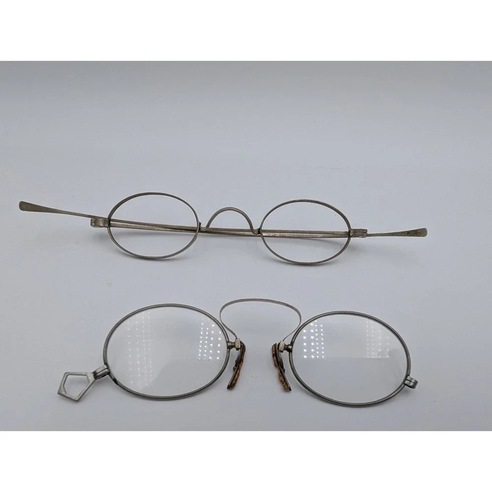 Vintage Metal Wire Rim Round Glasses Nose Rest‎ Bridge Lot of 3